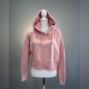 Pink Adidas Logo Cropped Hoodie Size M EUC